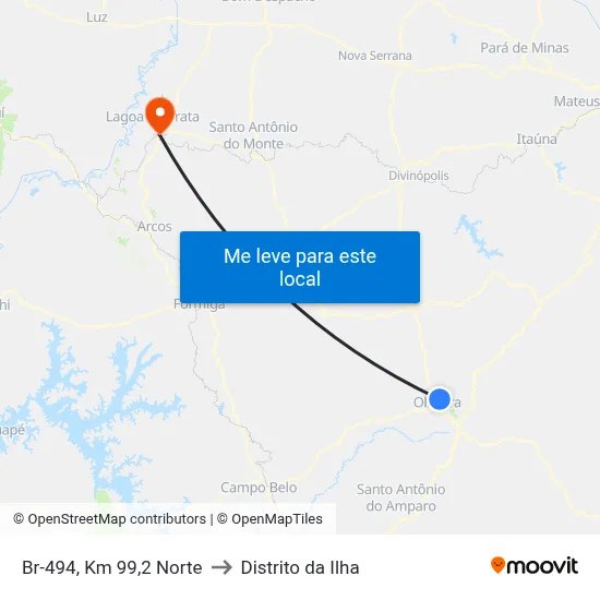 Br-494, Km 99,2 Norte to Distrito da Ilha map