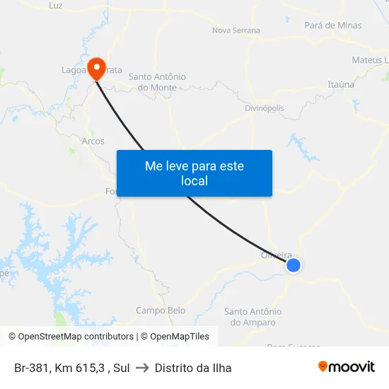 Br-381, Km 615,3 , Sul to Distrito da Ilha map