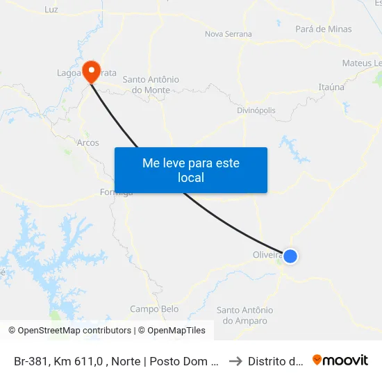 Br-381, Km 611,0 , Norte | Posto Dom Pedro Oliveira to Distrito da Ilha map