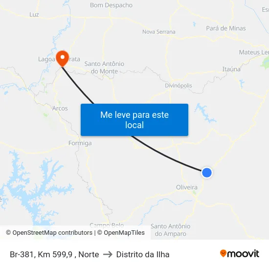 Br-381, Km 599,9 , Norte to Distrito da Ilha map