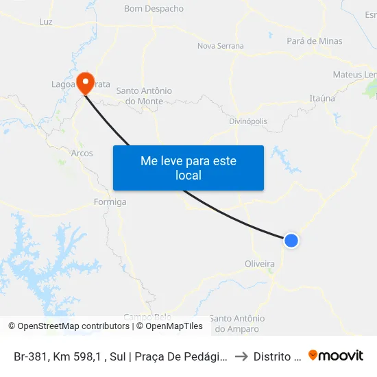 Br-381, Km 598,1 , Sul | Praça De Pedágio Carmópolis De Minas to Distrito da Ilha map