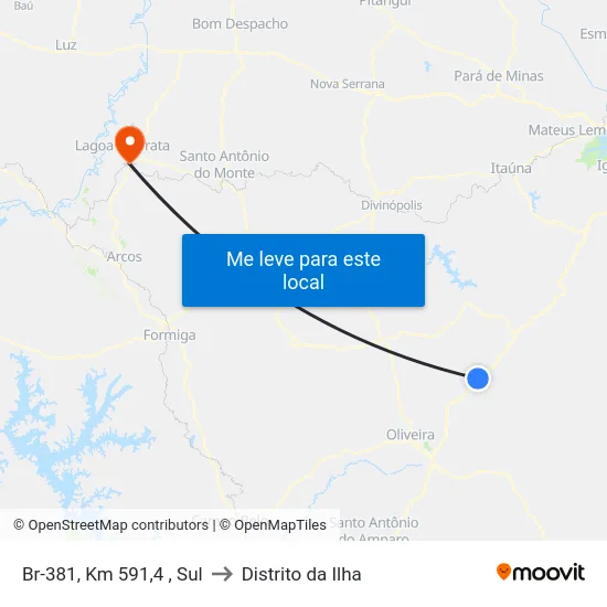 Br-381, Km 591,4 , Sul to Distrito da Ilha map