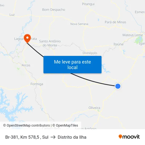 Br-381, Km 578,5 , Sul to Distrito da Ilha map