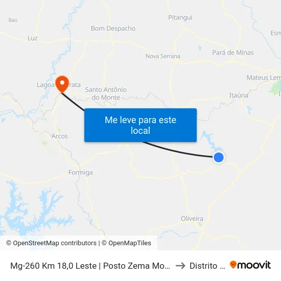 Mg-260 Km 18,0 Leste | Posto Zema Monsenhor João Alexandre to Distrito da Ilha map