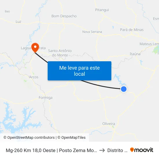 Mg-260 Km 18,0 Oeste | Posto Zema Monsenhor João Alexandre to Distrito da Ilha map