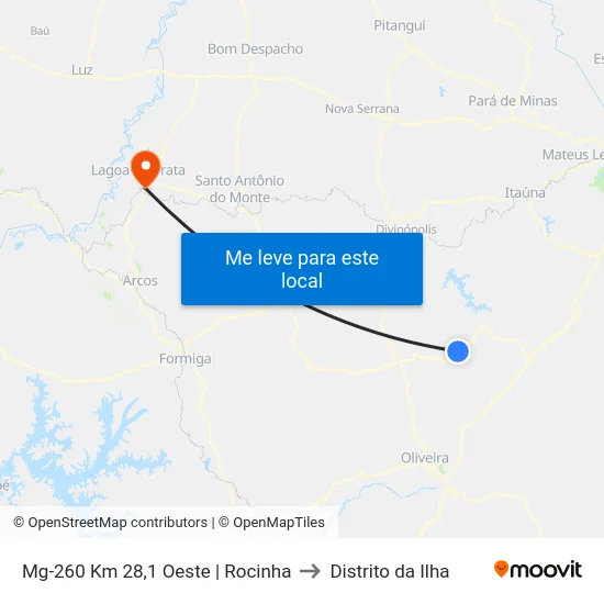Mg-260 Km 28,1 Oeste | Rocinha to Distrito da Ilha map