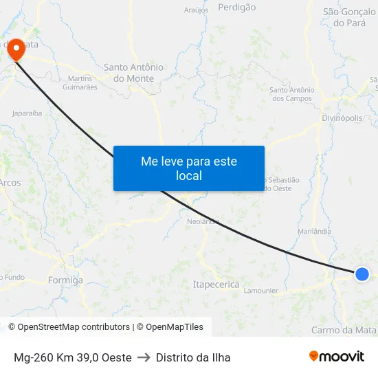 Mg-260 Km 39,0 Oeste to Distrito da Ilha map