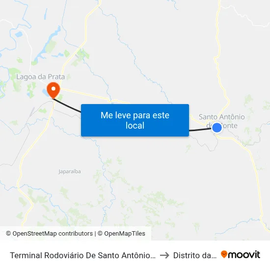 Terminal Rodoviário De Santo Antônio Do Monte to Distrito da Ilha map