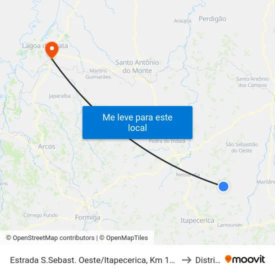 Estrada S.Sebast. Oeste/Itapecerica, Km 14,3 | Sentido S.Sebast.Oeste - Povoado De Partidário to Distrito da Ilha map
