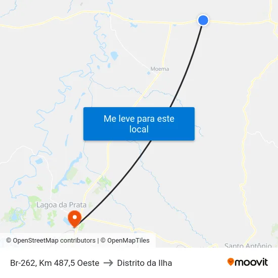 Br-262, Km 487,5 Oeste to Distrito da Ilha map