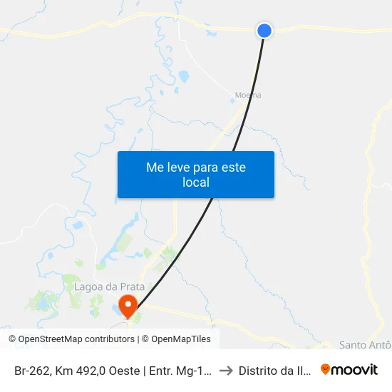 Br-262, Km 492,0 Oeste | Entr. Mg-170 to Distrito da Ilha map