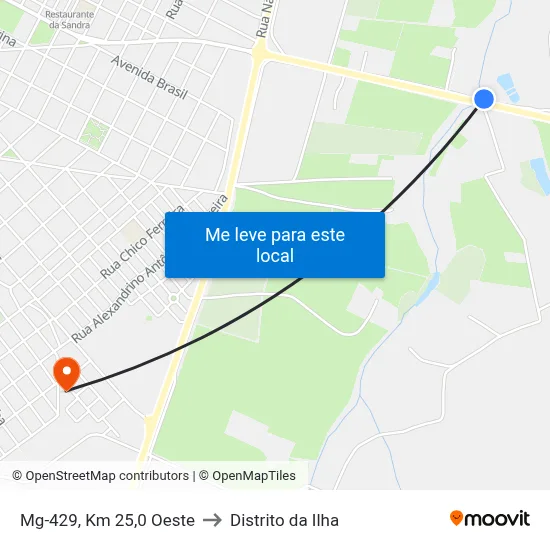 Mg-429, Km 25,0 Oeste to Distrito da Ilha map