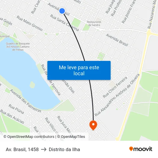 Av. Brasil, 1458 to Distrito da Ilha map