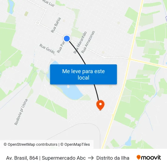 Av. Brasil, 864 | Supermercado Abc to Distrito da Ilha map