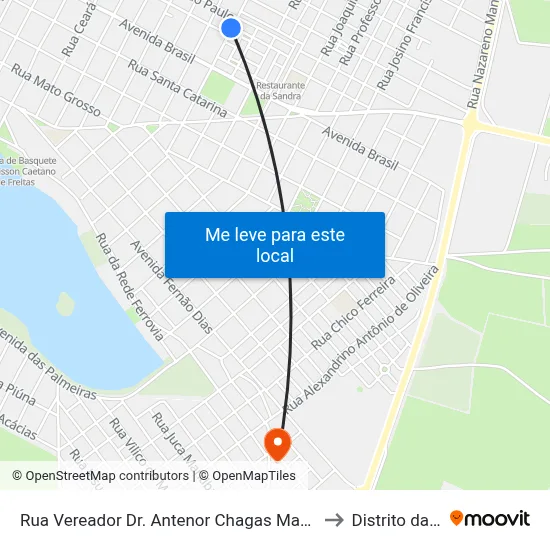 Rua Vereador Dr. Antenor Chagas Madeira , 281 to Distrito da Ilha map