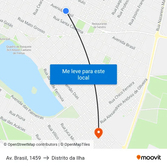 Av. Brasil, 1459 to Distrito da Ilha map