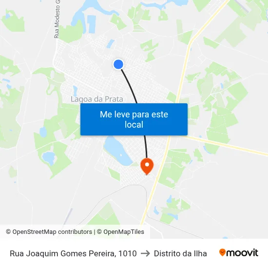 Rua Joaquim Gomes Pereira, 1010 to Distrito da Ilha map
