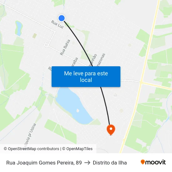 Rua Joaquim Gomes Pereira, 89 to Distrito da Ilha map