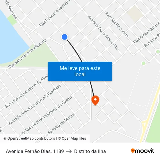Avenida Fernão Dias, 1189 to Distrito da Ilha map