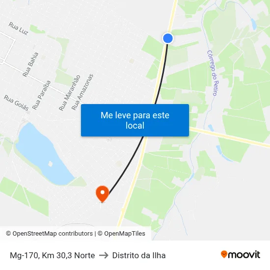Mg-170, Km 30,3 Norte to Distrito da Ilha map