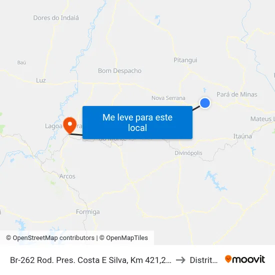 Br-262 Rod. Pres. Costa E Silva, Km 421,2 Leste | Entr. Bom Jesus Do Oeste to Distrito da Ilha map