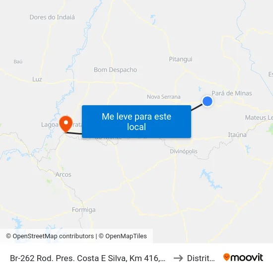 Br-262 Rod. Pres. Costa E Silva, Km 416,8 Oeste | Povoado De Torneiros to Distrito da Ilha map