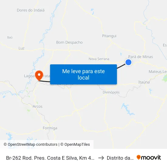 Br-262 Rod. Pres. Costa E Silva, Km 414,3 Leste to Distrito da Ilha map