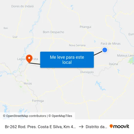 Br-262 Rod. Pres. Costa E Silva, Km 408,6 Leste to Distrito da Ilha map