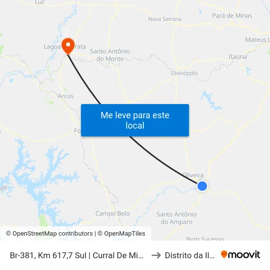 Br-381, Km 617,7 Sul | Curral De Minas to Distrito da Ilha map