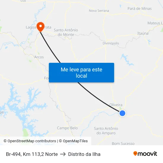 Br-494, Km 113,2 Norte to Distrito da Ilha map