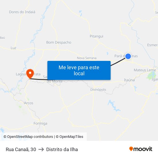 Rua Canaã, 30 to Distrito da Ilha map