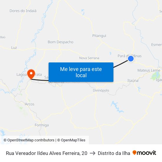 Rua Vereador Ildeu Alves Ferreira, 20 to Distrito da Ilha map