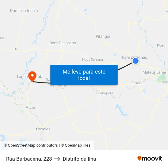 Rua Barbacena, 228 to Distrito da Ilha map