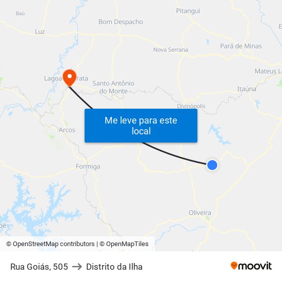 Rua Goiás, 505 to Distrito da Ilha map
