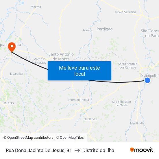 Rua Dona Jacinta De Jesus, 91 to Distrito da Ilha map
