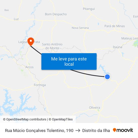 Rua Múcio Gonçalves Tolentino, 190 to Distrito da Ilha map
