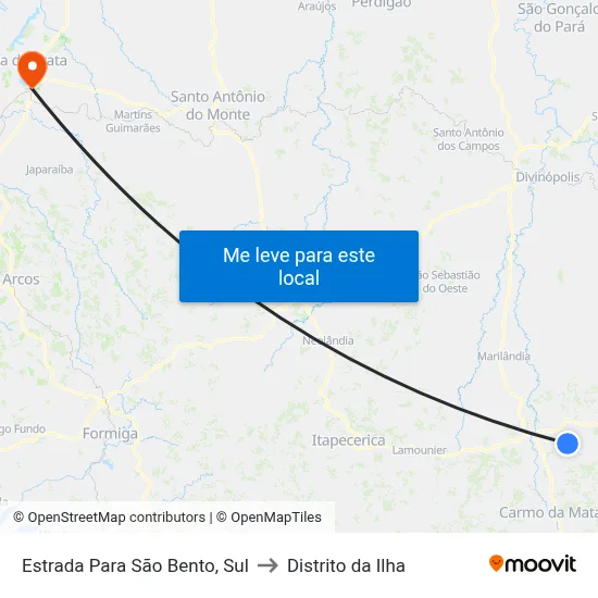 Estrada Para São Bento, Sul to Distrito da Ilha map