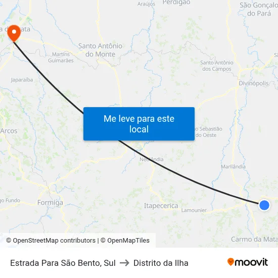 Estrada Para São Bento, Sul to Distrito da Ilha map