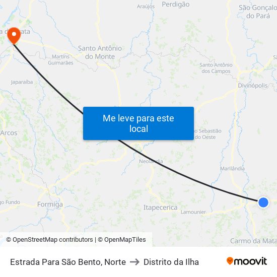 Estrada Para São Bento, Norte to Distrito da Ilha map