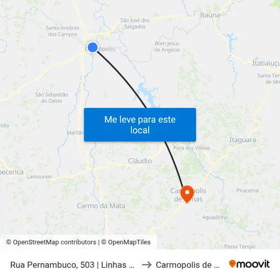Rua Pernambuco, 503 | Linhas Urbanas to Carmopolis de Minas map
