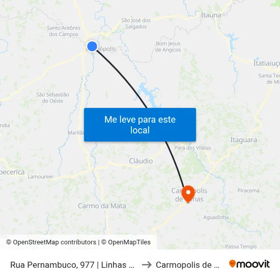 Rua Pernambuco, 977 | Linhas Urbanas to Carmopolis de Minas map