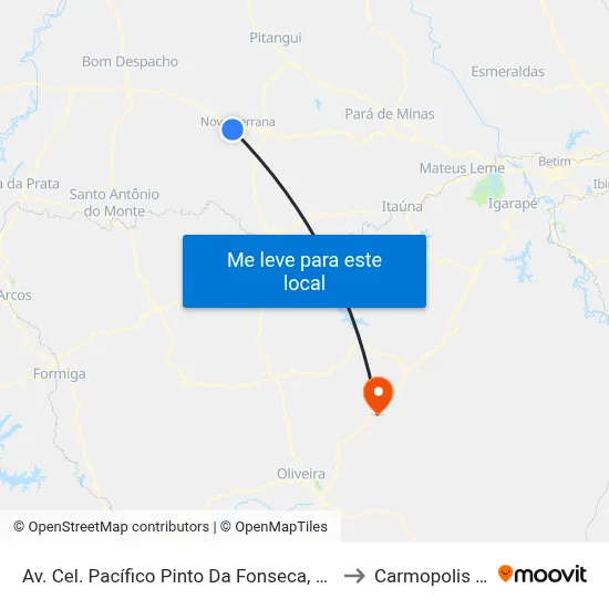 Av. Cel. Pacífico Pinto Da Fonseca, 281 | Fórum/Hiper Abc to Carmopolis de Minas map
