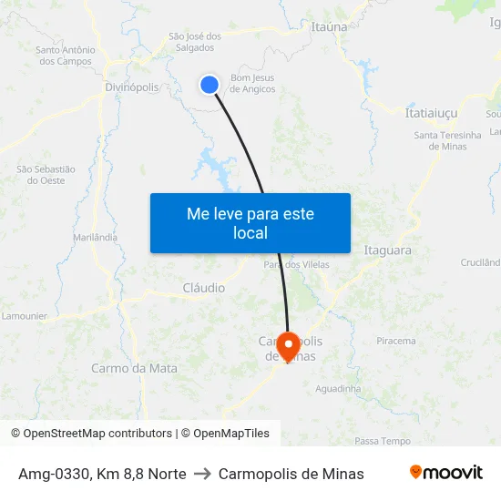 Amg-0330, Km 8,8 Norte to Carmopolis de Minas map