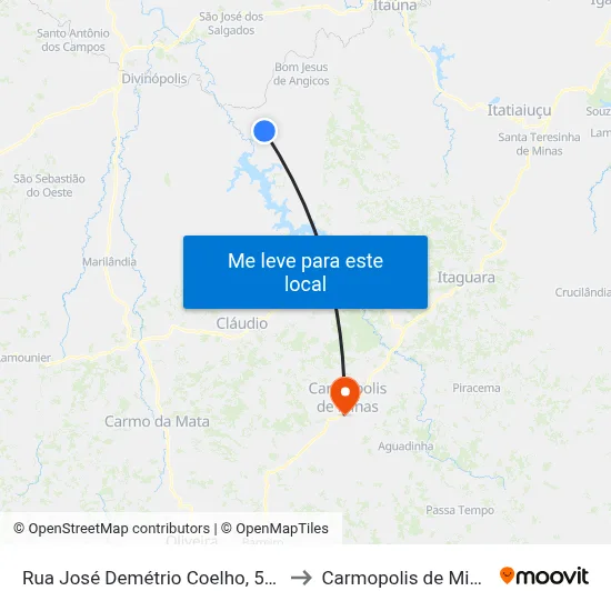 Rua José Demétrio Coelho, 5000 to Carmopolis de Minas map