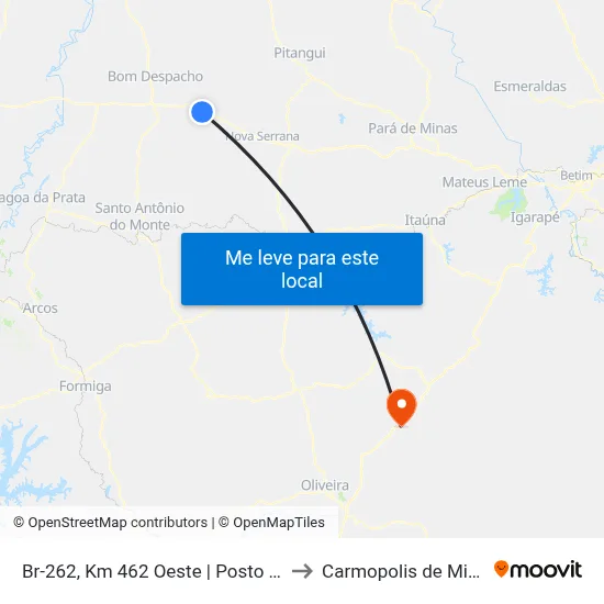 Br-262, Km 462 Oeste | Posto Jalé to Carmopolis de Minas map