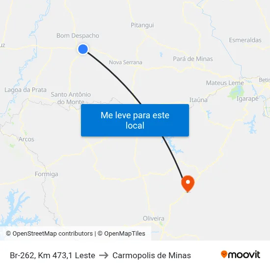 Br-262, Km 473,1 Leste to Carmopolis de Minas map