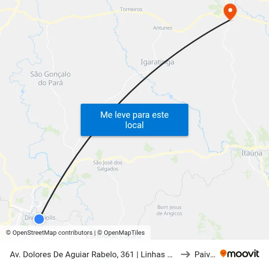 Av. Dolores De Aguiar Rabelo, 361 | Linhas Urbanas to Paivas map