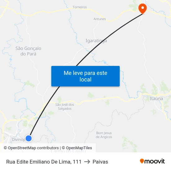 Rua Edite Emiliano De Lima, 111 to Paivas map