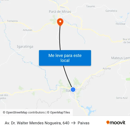 Av. Dr. Walter Mendes Nogueira, 640 to Paivas map