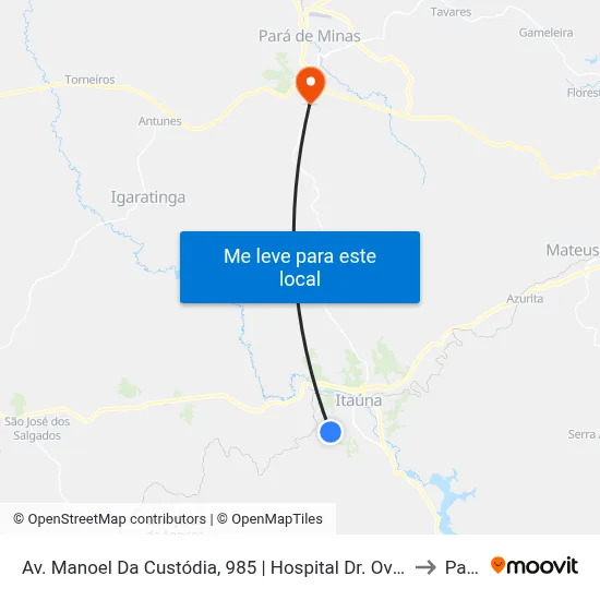Av. Manoel Da Custódia, 985 | Hospital Dr. Ovídio Nogueira Machado to Paivas map